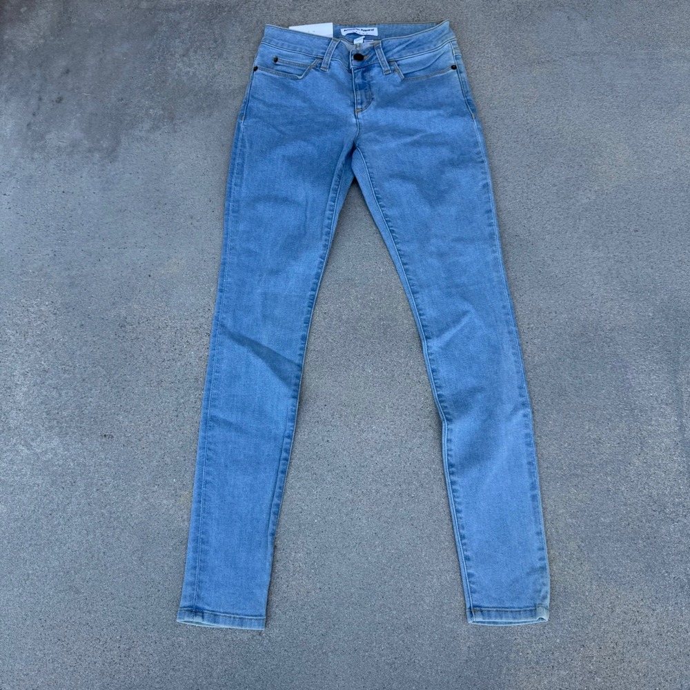 American Apparel Skinny Jeans Light Wash Blue Denim Size 26 Stretch Women